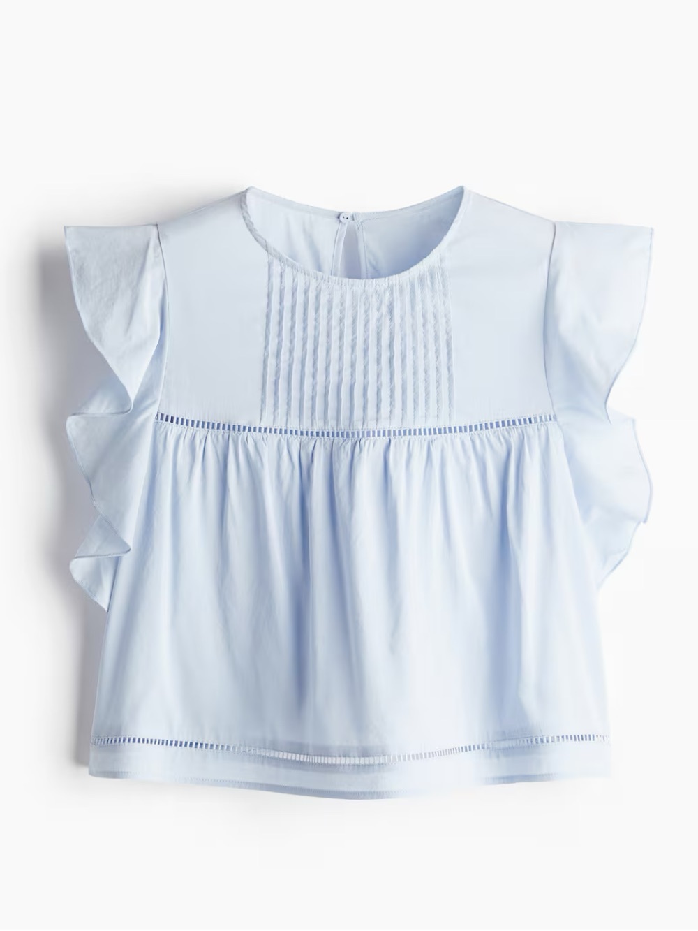 H&M Women's Light Blue Flutter Sleeve Blouse